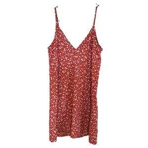 Orange Floral Spaghetti Strap Sun Dress